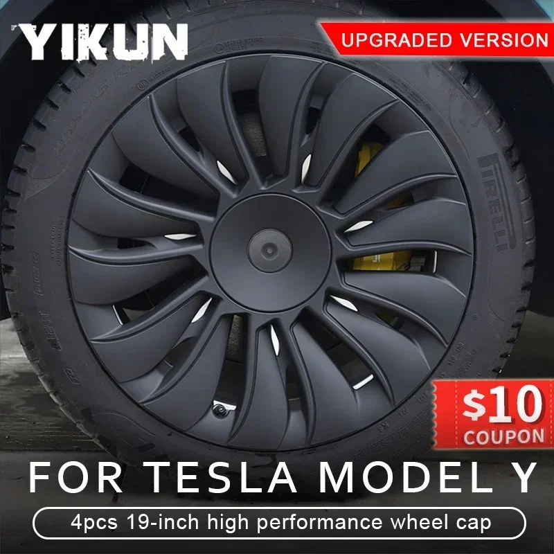 4PCS HubCap Performance Automobile Replacemen Hub cap Full Rim Cover Accessories For Tesla Model Y 19 Inch Wheel Caps wheel hub covers wheel hub caps