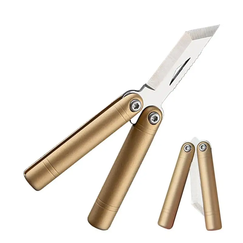 

Складные ножи, ручка из латуни, брелок для ключей, портативный инструмент для кемпинга и распаковки на открытом воздухе, мини-ножи с кожей