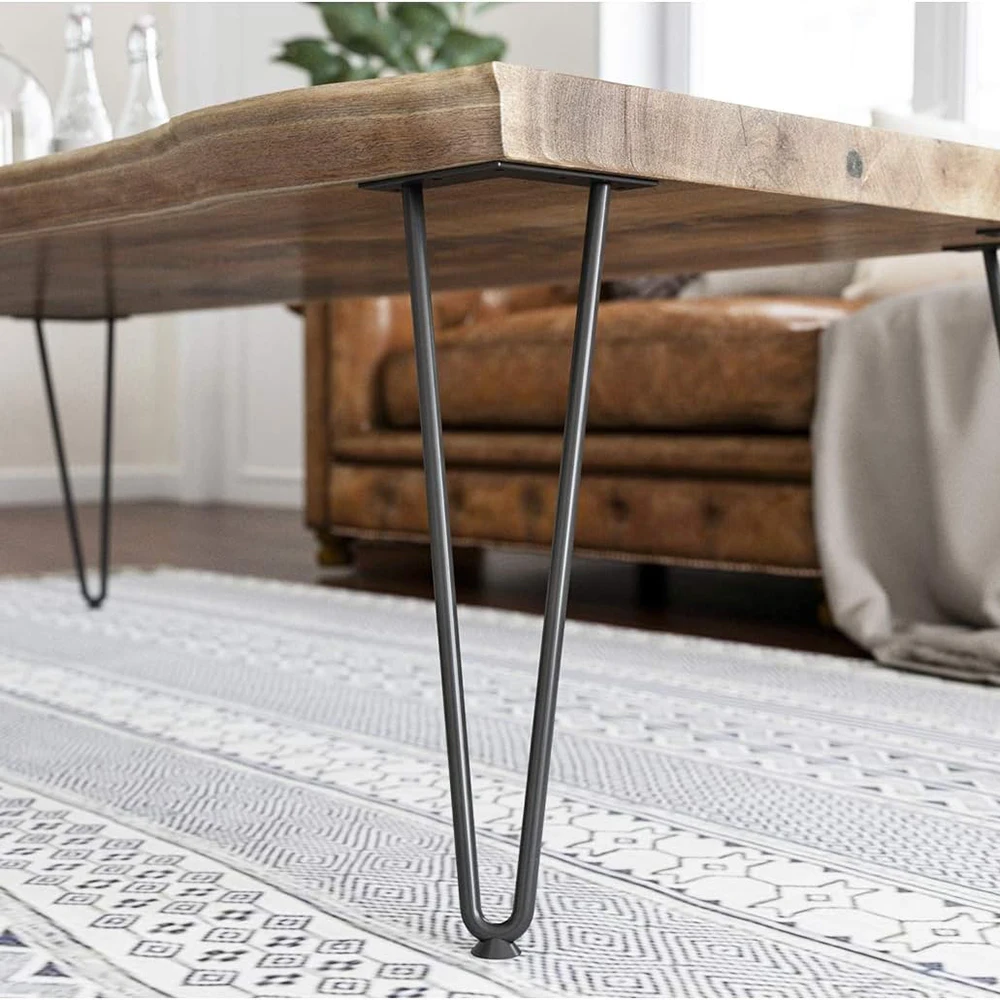 LWZH-patas de horquilla negra satinada de alta resistencia, patas de mesa de Metal de hierro de 4 piezas, patas de muebles de 2 varillas, artesanías DIY, accesorios para el hogar