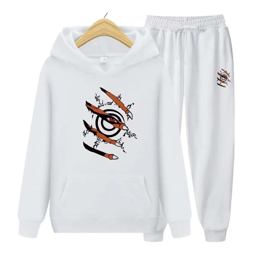 Kurama  Hoodies+Pants Two Piece Set Anime Printing Men Womens Hoodies Tracksuits Jogger Pants thick Warm Clothes Men