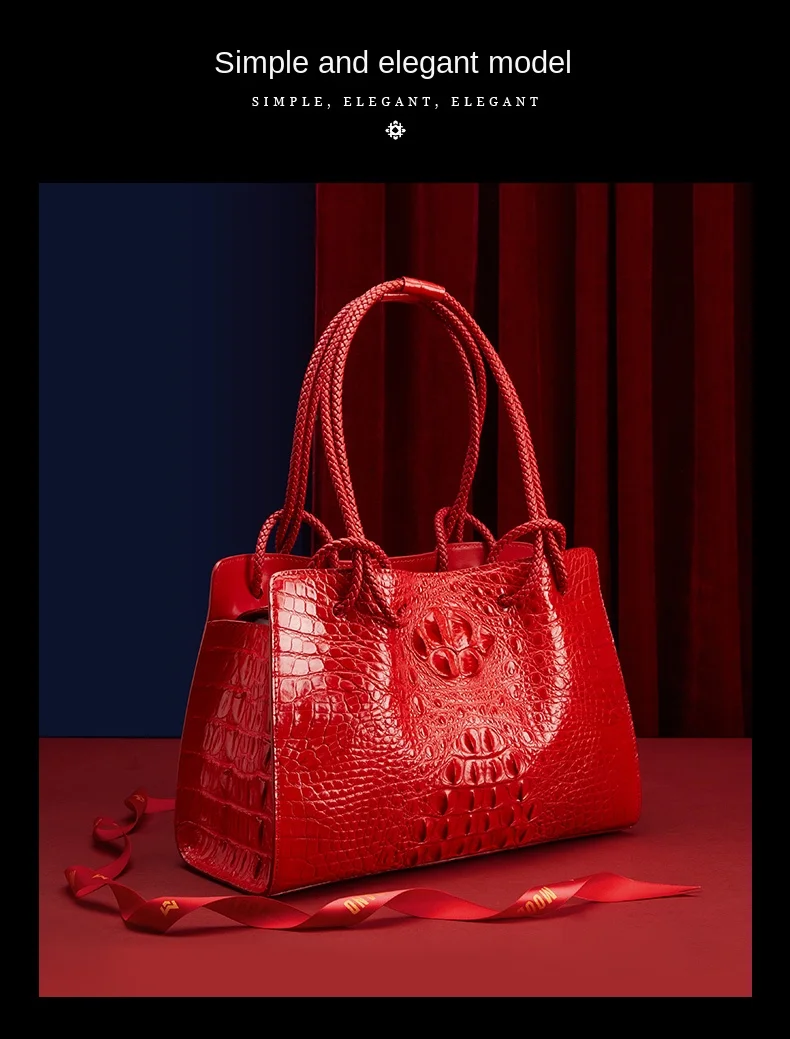 Luxury Genuine Leather Crocodile Pattern Women’s Tote Bag