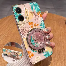 Luxurious Leaf - Patterned Plating Phone Case in G85 Line Design - MOTO G10Power (Pink)