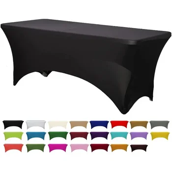 Nappe en élasthanne de 6 pieds, 8 pieds, très extensible, pour mariage, hôtel, anniversaire, 4 pieds, 5 pieds, 6 pieds, 8 pieds, nappe pliante pour Cocktail 1