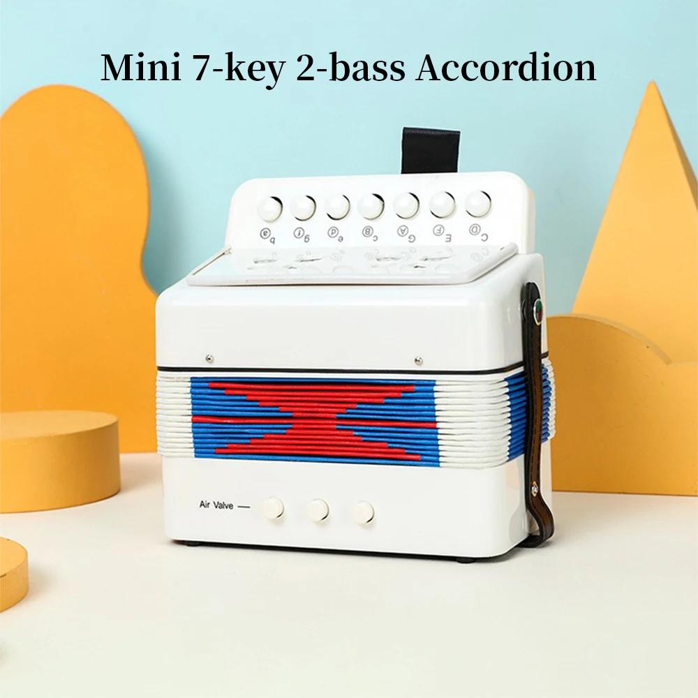 Mini 7-key 2-bass Accordion ABS Material Musical Instrument for Beginners Christmas Gift Lightweight Button Accordion Kids Accordion Toy