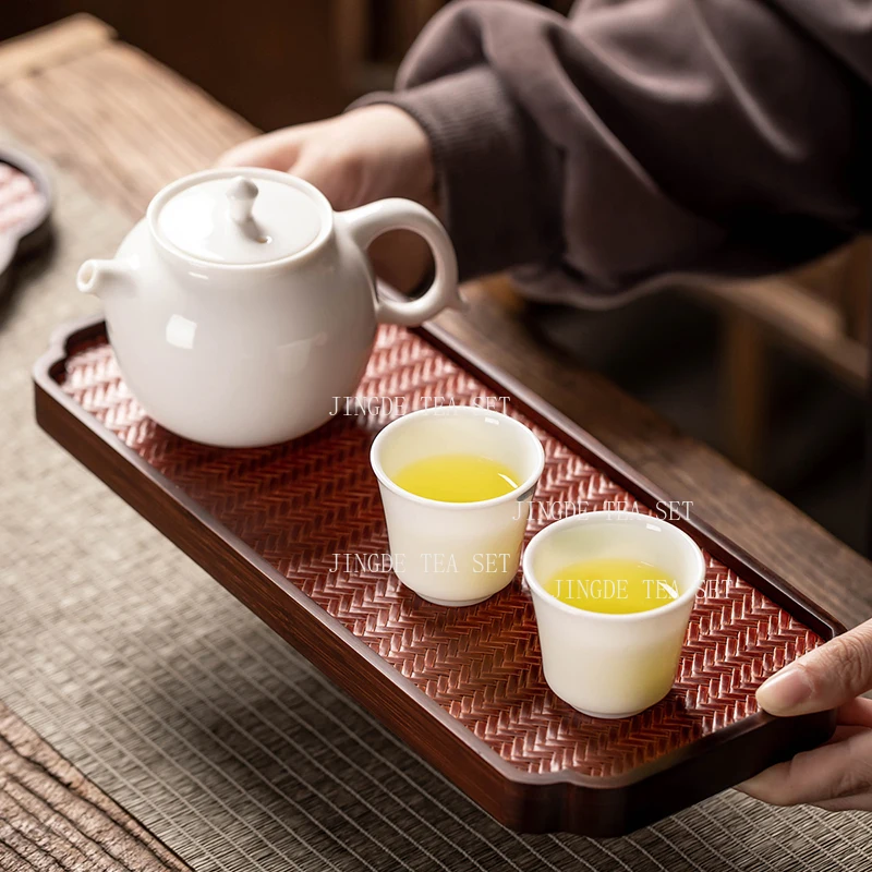 Chinese Bamboo Weaving Dry Soaking Table Household Teapot Tea Tray Tea Shop Waterproof Small Tea Table Teaset Accessories