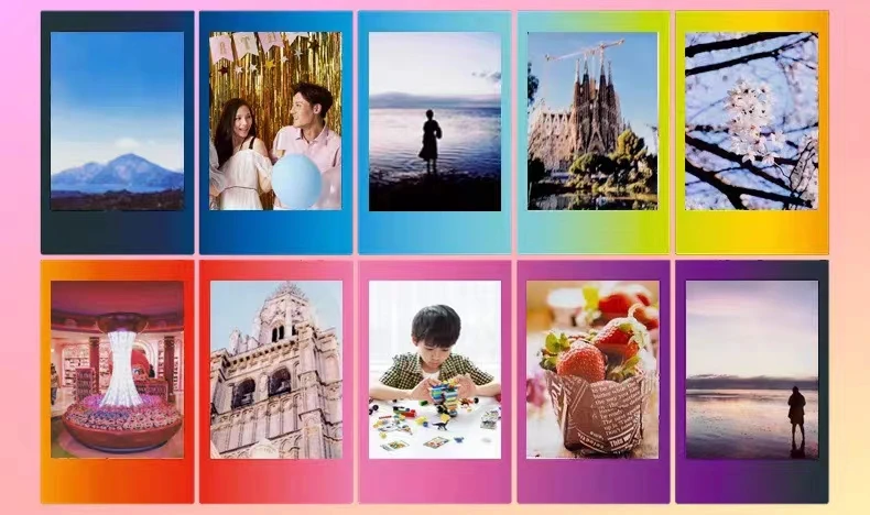 10/30/40 매 Fujifilm Instax Mini 12 11 9 8 흰색 가장자리 필름 Instax 카메라 Mini Evo/40 Instax 필름 용 컬러 ??Fim Rainbow