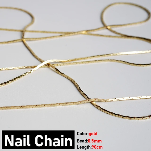 Nail Chain 0.8mm/1.0mm/50cm Rose Gold Silver Pixie Stone Decorations Accessory Metal Steel Ball Chain Nail Art Jewelry K-L08