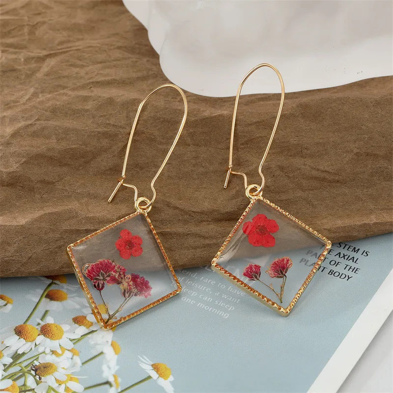 Natural Dried Flower Earring Unique Pressed Flower Earrings Jewelry