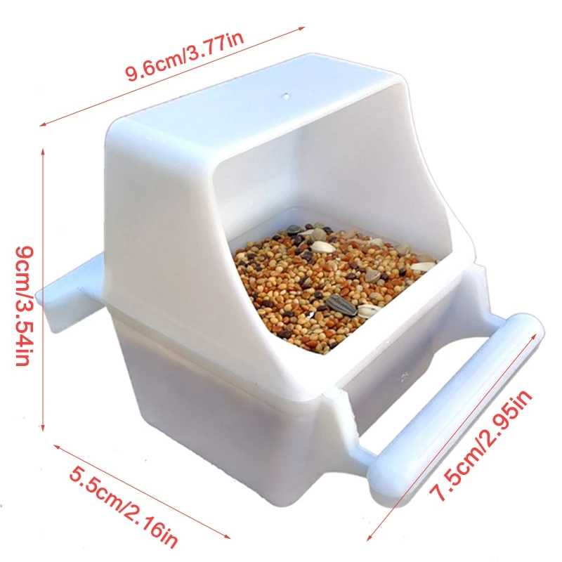 95AA Bird Feeder with Perch Plastic Parakeet Food Dispenser for Cage Splash-Proof Detachable Easy to Clean Cage Accessories