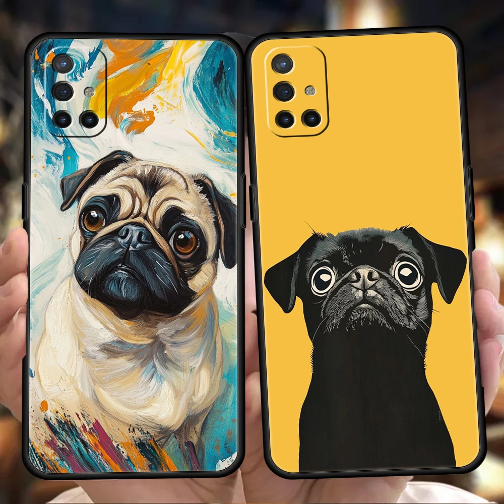 Black Pug Design Soft Phone Case Cover