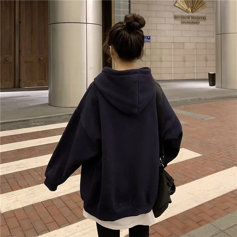 Womens Clothing Streetwear Sweatshirt Fashion Hoodie Letter Printing Long Sleeves Casual Warm Oversize Baggy Ladies Tops Autumn