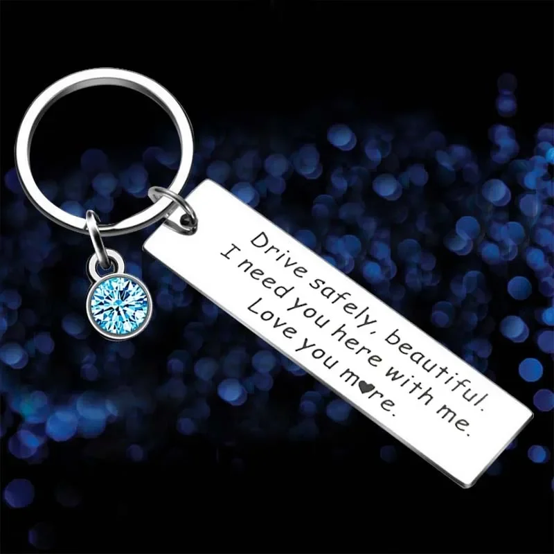 

Cute Drive Safe Keychain I Need You Here With Me Gifts Key Chain Pendant Husband Dad Boyfriend Gifts Father's day Birthday Gift