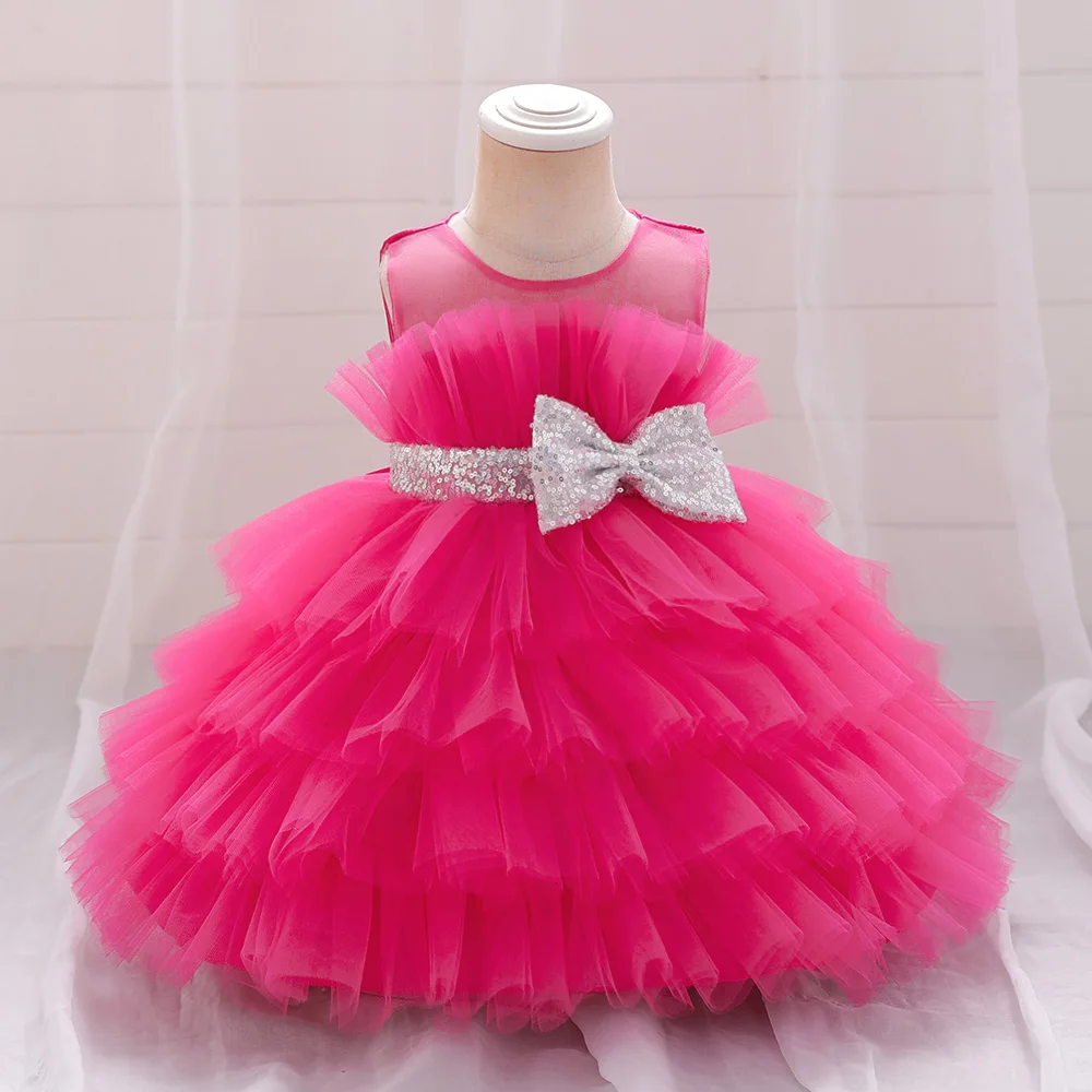 Baby Girl Dress MQATZ Summer Dress 1 Year Puffy Pink Kids Bow Christening Princess Brithday Vestidos Toddler Children Baptism Baby Girl Clothes