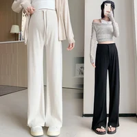 Korean Style Summer Maternity Belly Pants High Waist Drawstring Waist Long Design Straight Trousers Pregnant Woman Casual Pants 2