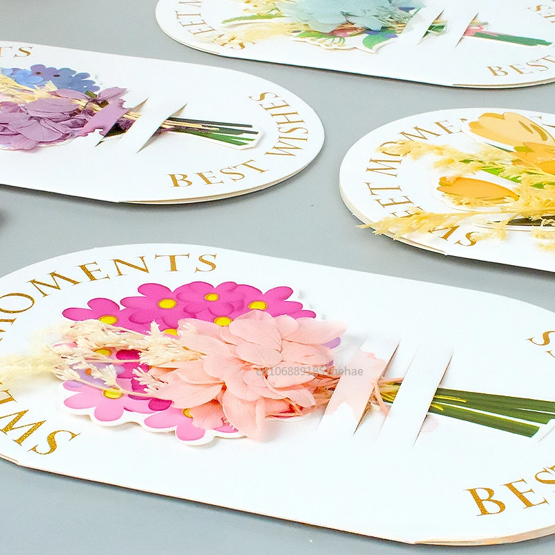 Romantic Dried Flowers Greeting Card Thank You Cards Birthday Wedding Party Invitation Card Valentine's Day Girlfriend Gift