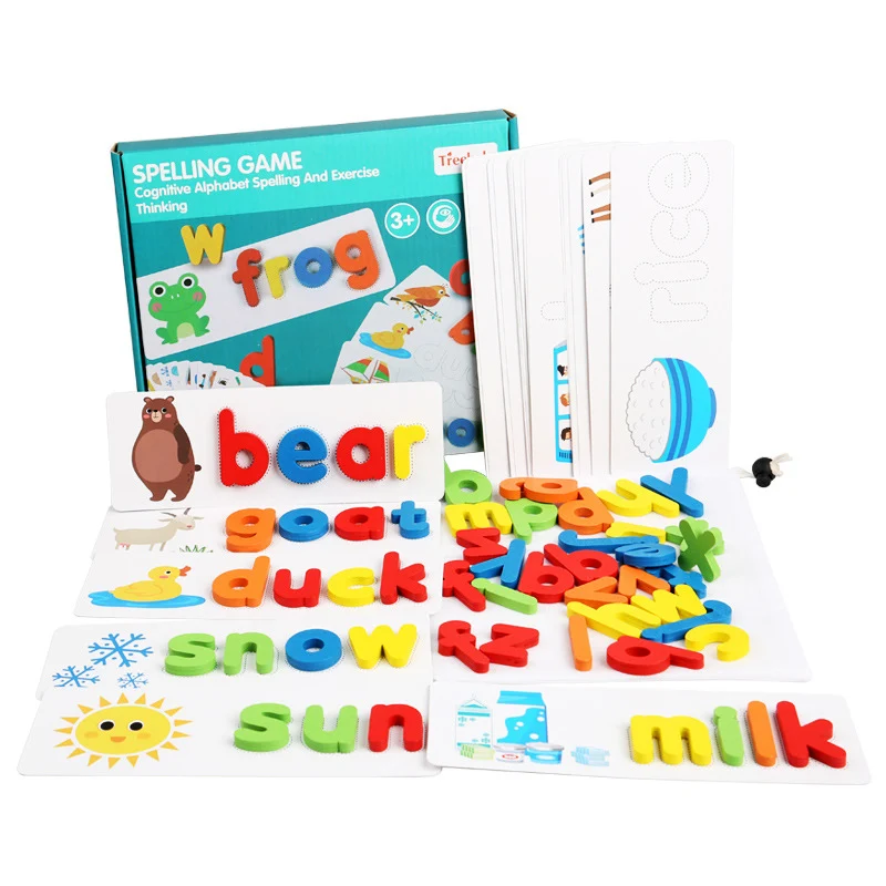 Children Puzzle Wooden Spelling Word Kid Letter Game 26 Letter Recognition Alphabet Toddler Early Educational Toy Cognition Prop 6