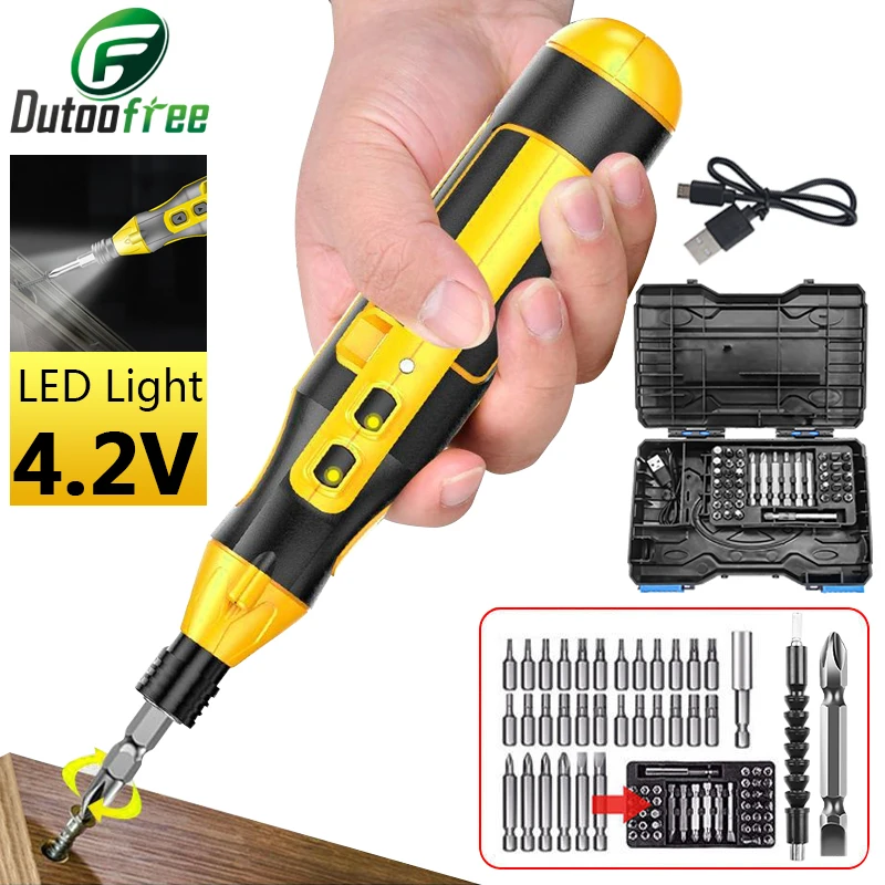 4.2V Cordless Electric Screwdriver Rechargeable LED Screwdriver Bit Kit Household Maintenance Repair Mini Screwdriver Sets Tools screwdriver sets of precision instruments mobile phones computers disassembly tools notebook repair kits combination tools