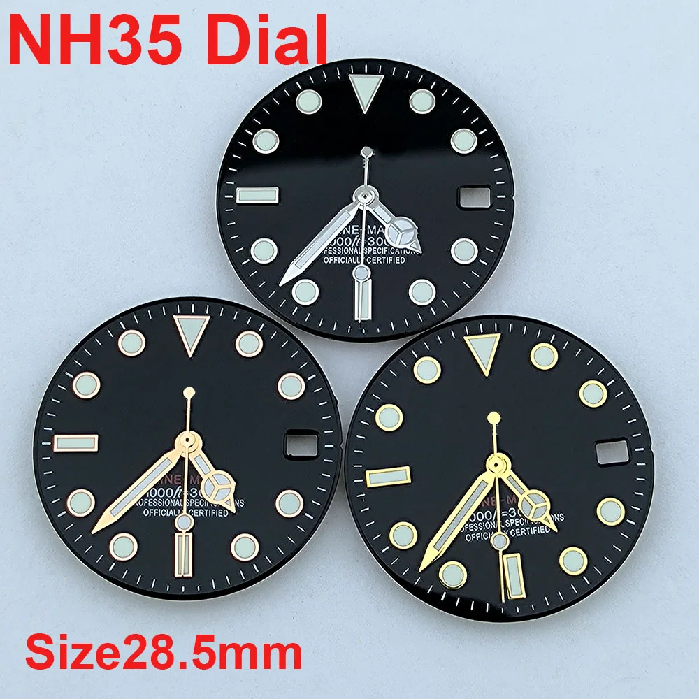 

28,5 мм NH35 циферблат Greeen светящийся S-циферблат подходит для NH35/NH36 механизм аксессуары для часов инструмент для ремонта
