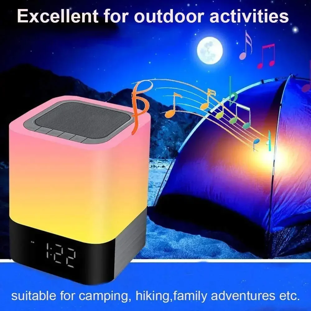 

Colorful Changing Bluetooth Speaker Night Lights Digital Alarm Clock Touch Sensor MP3 Music Player Gift for Girls Boys Soundbox
