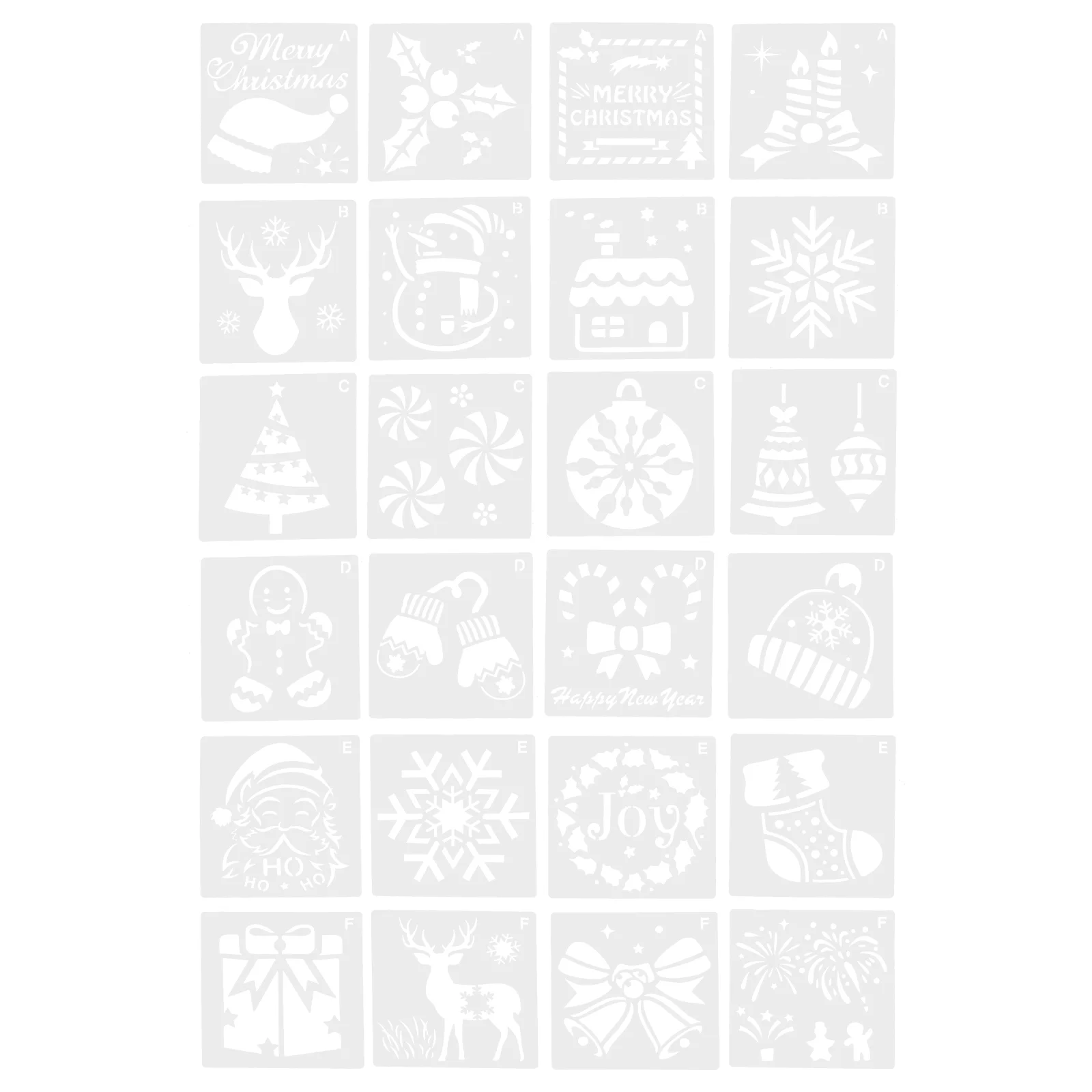 24 Pcs Template Christmas Stencils Small Painting Templates Drawing Plastic Xmas Kids