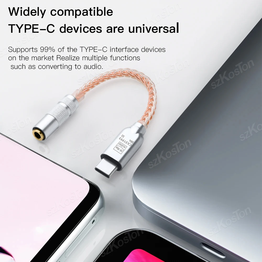 High-Fidelity Audio DAC Headphone Amplifier Adapter with Type C to 3.5mm Connection