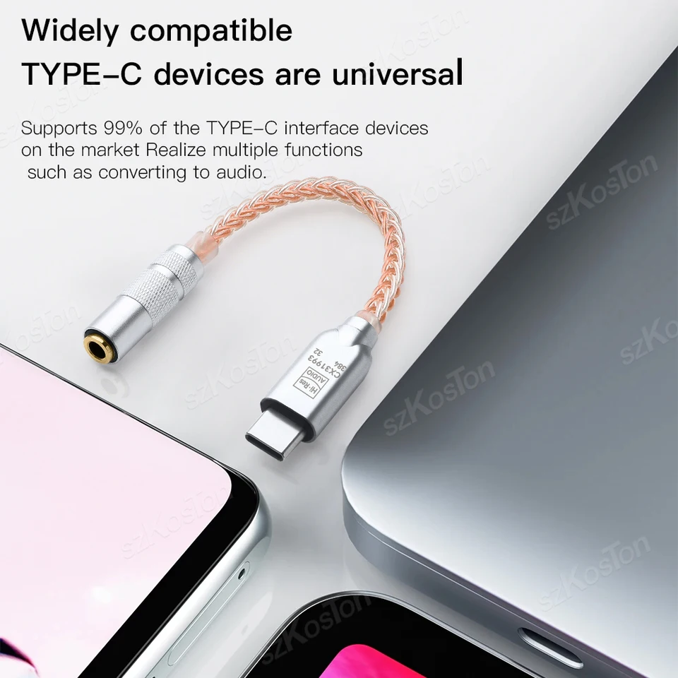 Hi-Res Lossless Music USB C To 3.5 Mm Audio Adapter With DAC Chip CX31993 & AMP Chip MAX97220 CT6 Pro HiFi 32bit 384KHz Dongle Headphone Amp USB C DAC Compatible With