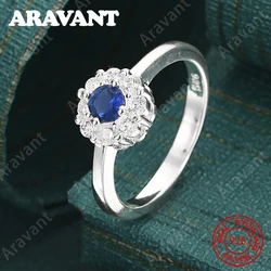Elegant Blue Zircon Ring in 925 Sterling Silver - Unique Gift - 8 (Blue)