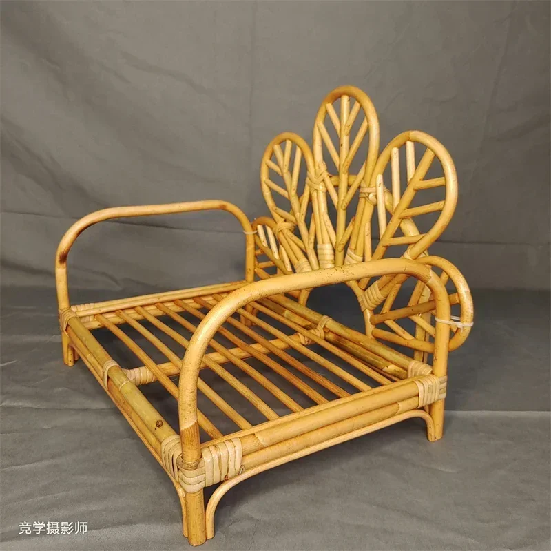 1pc Vietnam-Sourced Rattan Bench Newborn Studio Shoot Growth Record Props Practical Posing Photography Furniture for Baby Use