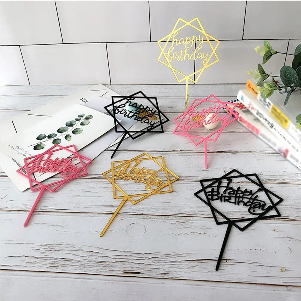 Cake Topper 10Pcs/set Multi Style Acrylic Happy Birthday Dessert Decoration