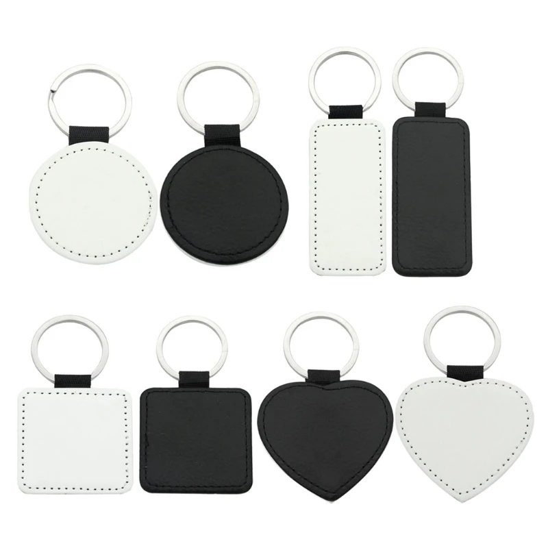 

Blank Heart Round Keyring 10 Pieces Sublimation Heat Transfer MDF Keychains Car for Key Ring Leather Jewelry Char