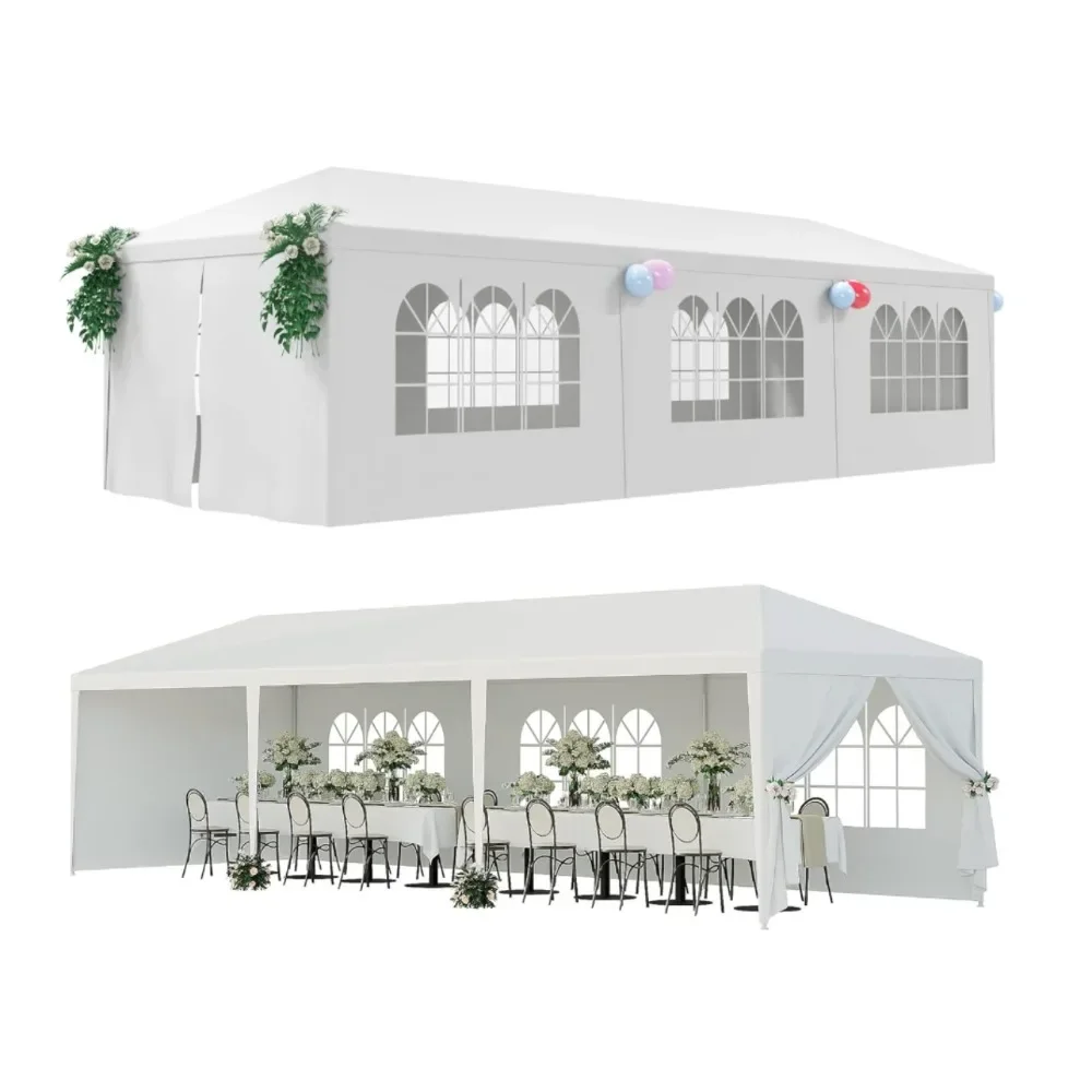 

Уличная палатка с навесом 10 'x 30', палатка для внутреннего дворика, кемпинга, укрытие для беседки, палатка для свадебных торжеств, барбекю, вечеринок со съемными боковыми стенками