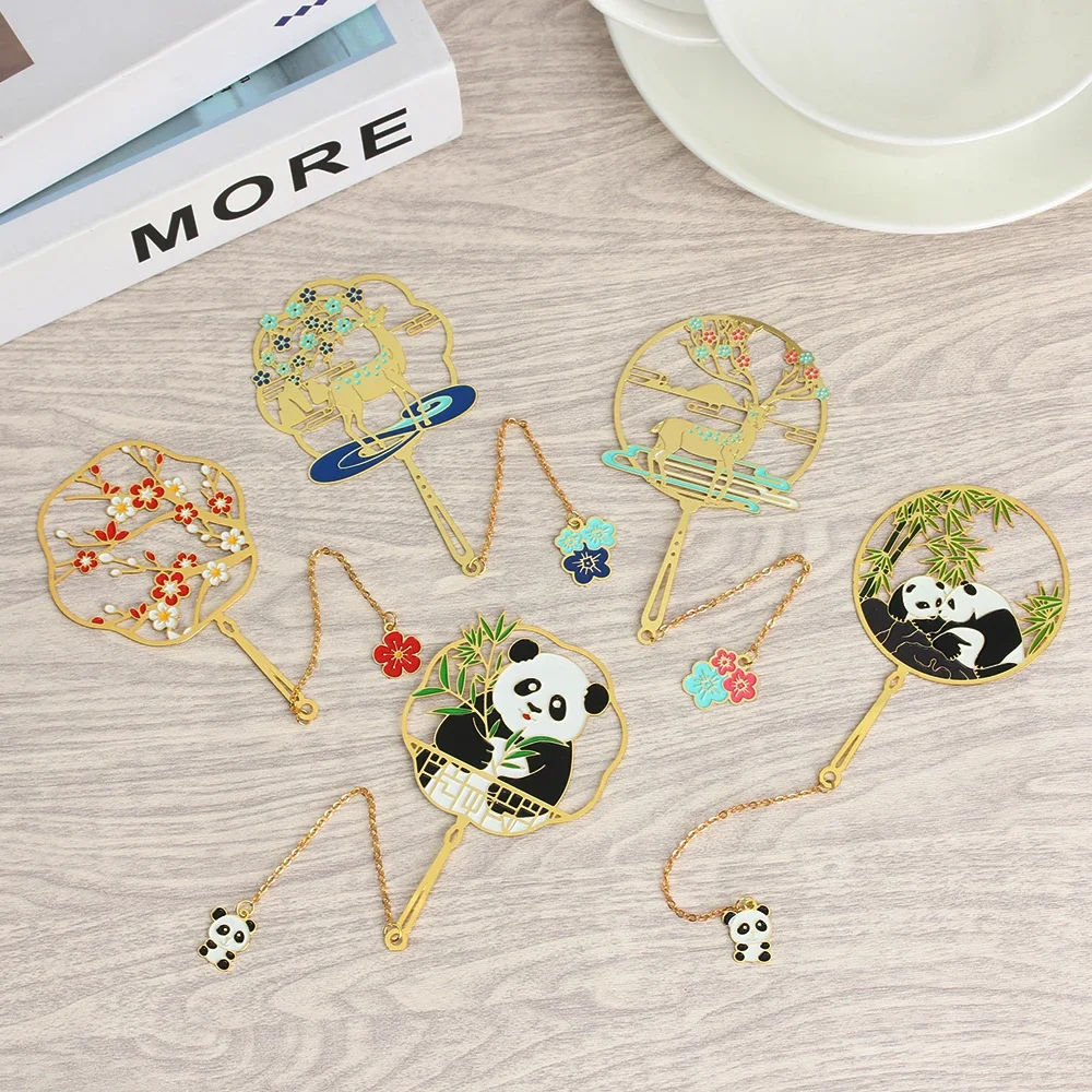 Hollow Peacock Book Clip Brass Tassel Chinese Design Vintage Book Pagination Mark Student Stationery Supply Metal Bookmark