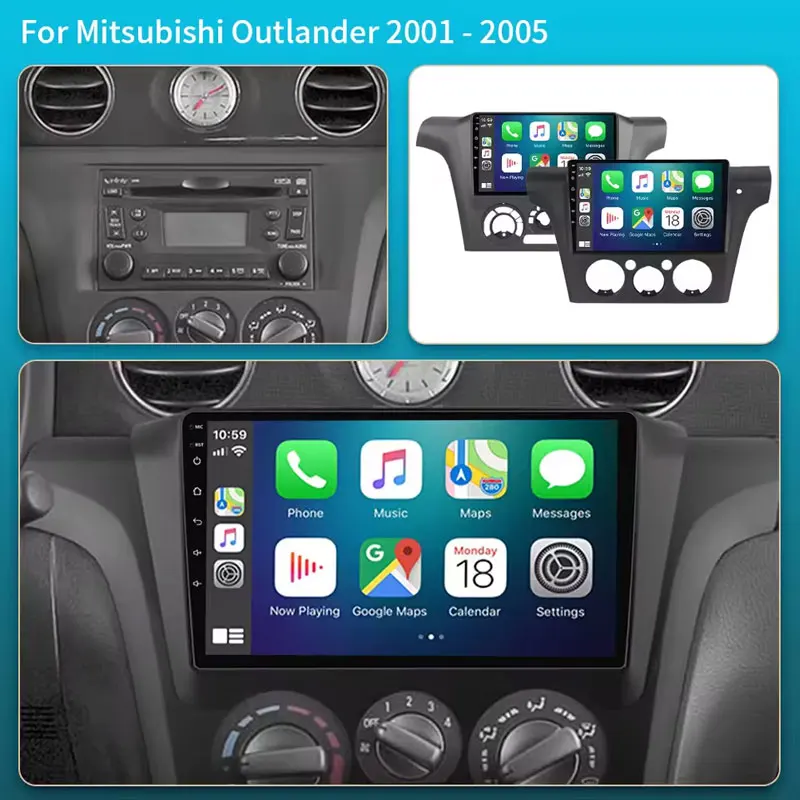Para Mitsubishi Outlander 1 2002 - 2008 Android 15 Radio de coche reproductor de vídeo Multimedia navegación GPS Carplay pantalla dividida No 2Din 1