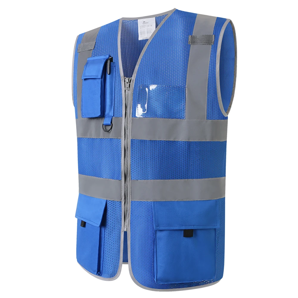 Workwear Mesh Vest With Zipper and pockets for Men And Women Warehouse Working Wear Work Vest reflective vest safety vest high visibility vest