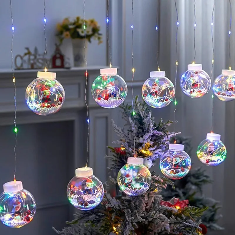 

Christmas Wishing Ball LED Curtain Light String Xmas Tree Hanging Props Home Eaves Pendant for Natal Navidad Noel Party Ornament