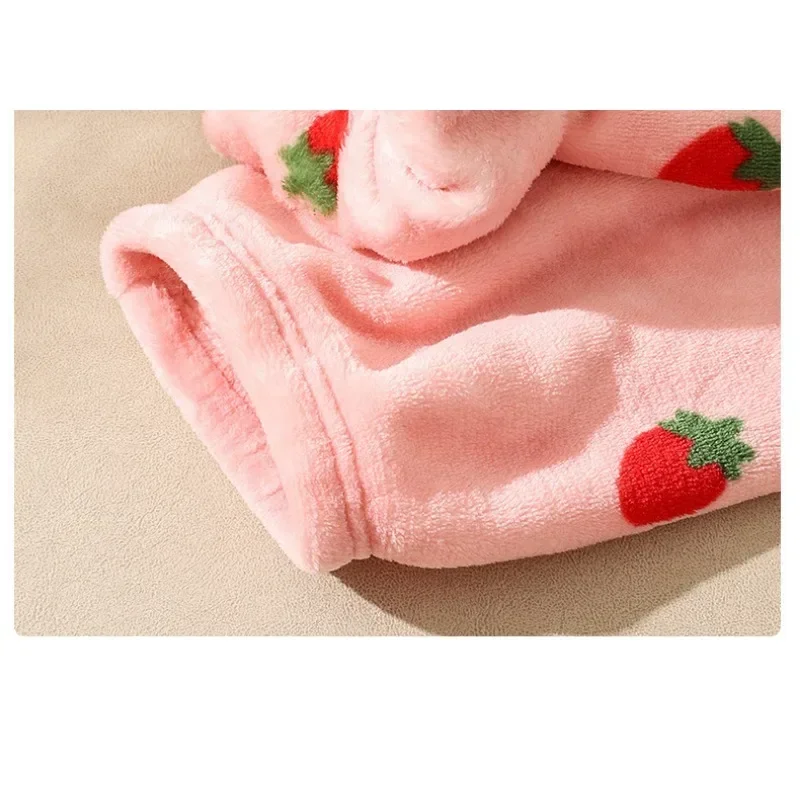 Sleepwear Autumn Winter Warm Women Pajamas Coral Fleece Pajamas Flannel Thick Pajama Sets Loungewear Long Sleeve Loose Korean