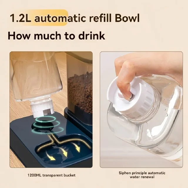 1/2 Pcs Pet Water Dispenser And 1 Pet Food Dispenser Set,  Cat Water Dispensers,  Pet Bowl Feeders 2