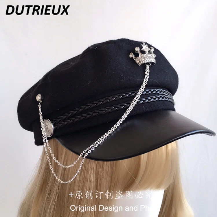 Japanese Tassel Military Cap Halloween Handmade Lolita Hat Women