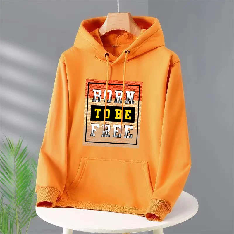 

Born To Be Free letter Print Women Clothing Fashion Oversize Hoodies Creativity Fleece Streetwear Casual Soft Womens Hoodie