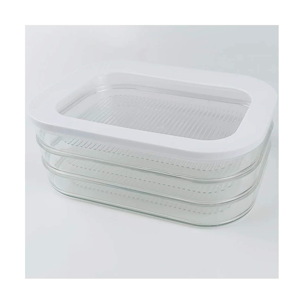 1.6L with 3 Tier Meat Pieces Storage Box Airtight Lid Not Dishwasher Safe 3Layer Crisper Meat Storage Box
