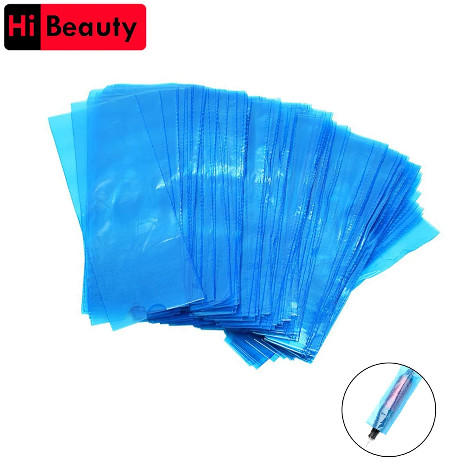 

200pcs/bag Disposable Tattoo Pen Covers Sleeve Caps Bags For Tattoo Machine Clip Cord Pen Cap PE Plastic Tattoo Accessories