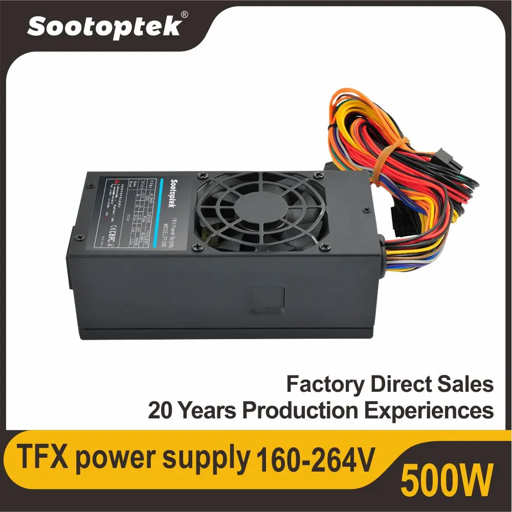 TFX 케이스용 냉각 팬, 500W 넓은 전압 160-264V PC 전원 공급 장치, 80 플러스 브론즈 스위칭, 8cm