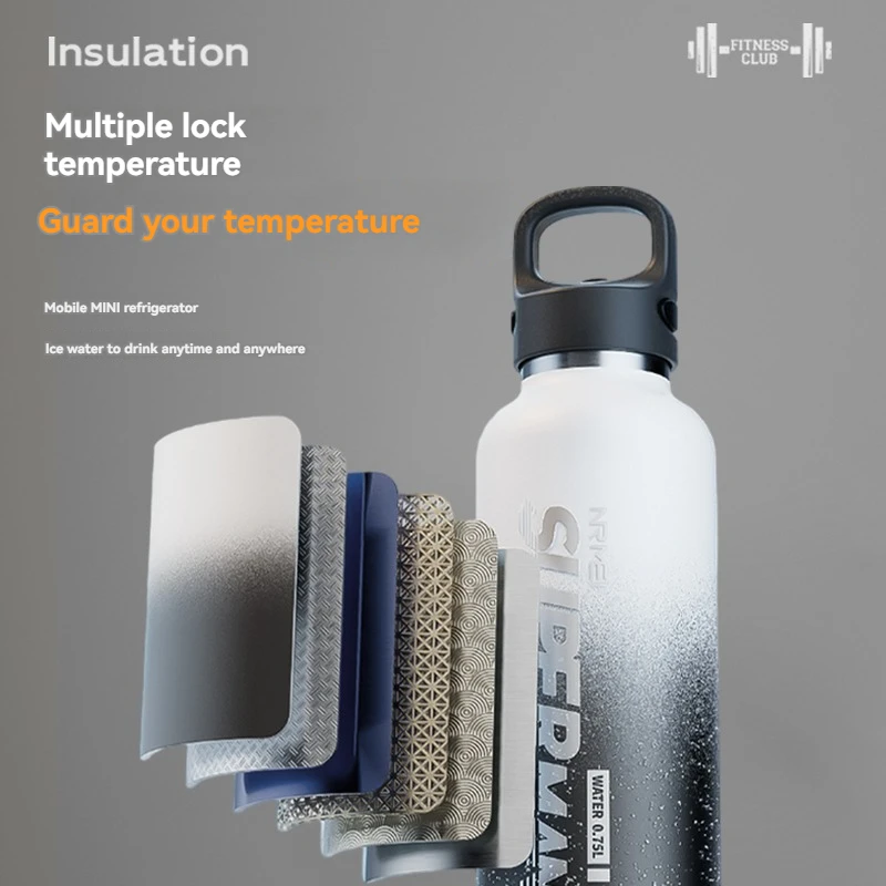 1.0L water Bottle Thermos Stainless Steel Vacuum Flask No Screw Lid coffee ice cup Keep Cold and Hot Drinkware Sport Insulated