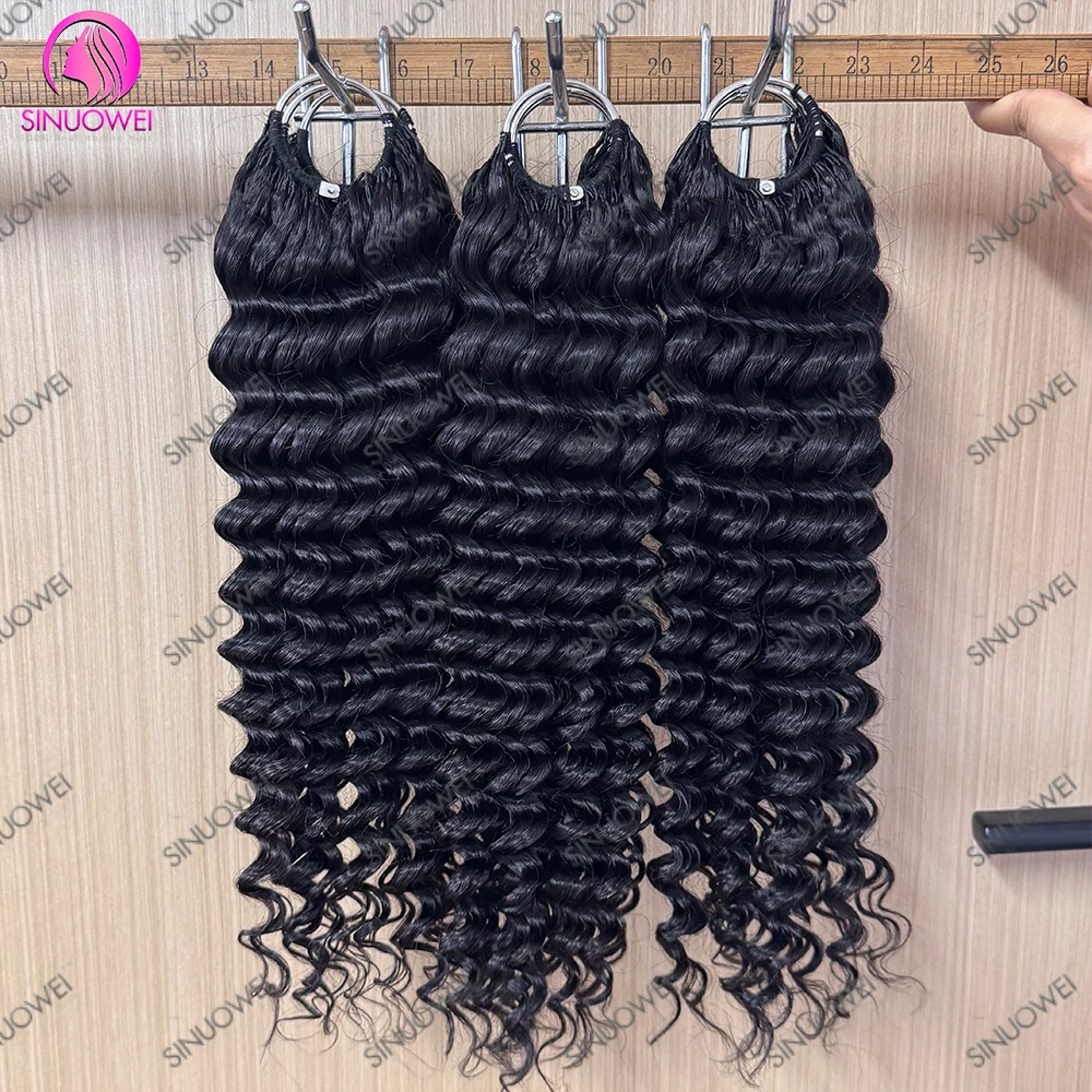 Deep Curly Pre Looped Feather Crochet 100% Human Hair For Black Women Pre Separated Knotless Burmese Curly Hair Extensions 6