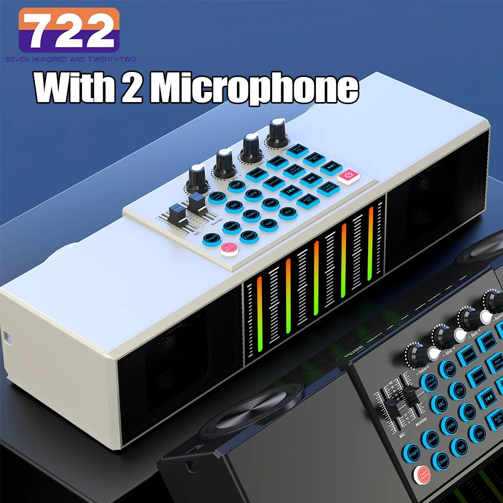 

Audio Mixer 2 Mic Live Sound Card Amplifier Console DJ Equipment For Home Karaoke Singing Mixing Studio Recording Sound Table