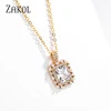 ZAKOL Simple Shiny AAA Cubic Zirconia Rectangle Pendant Necklaces Glamour Bridal Wedding Chain Necklace Fashion Jewelry NP1018 5