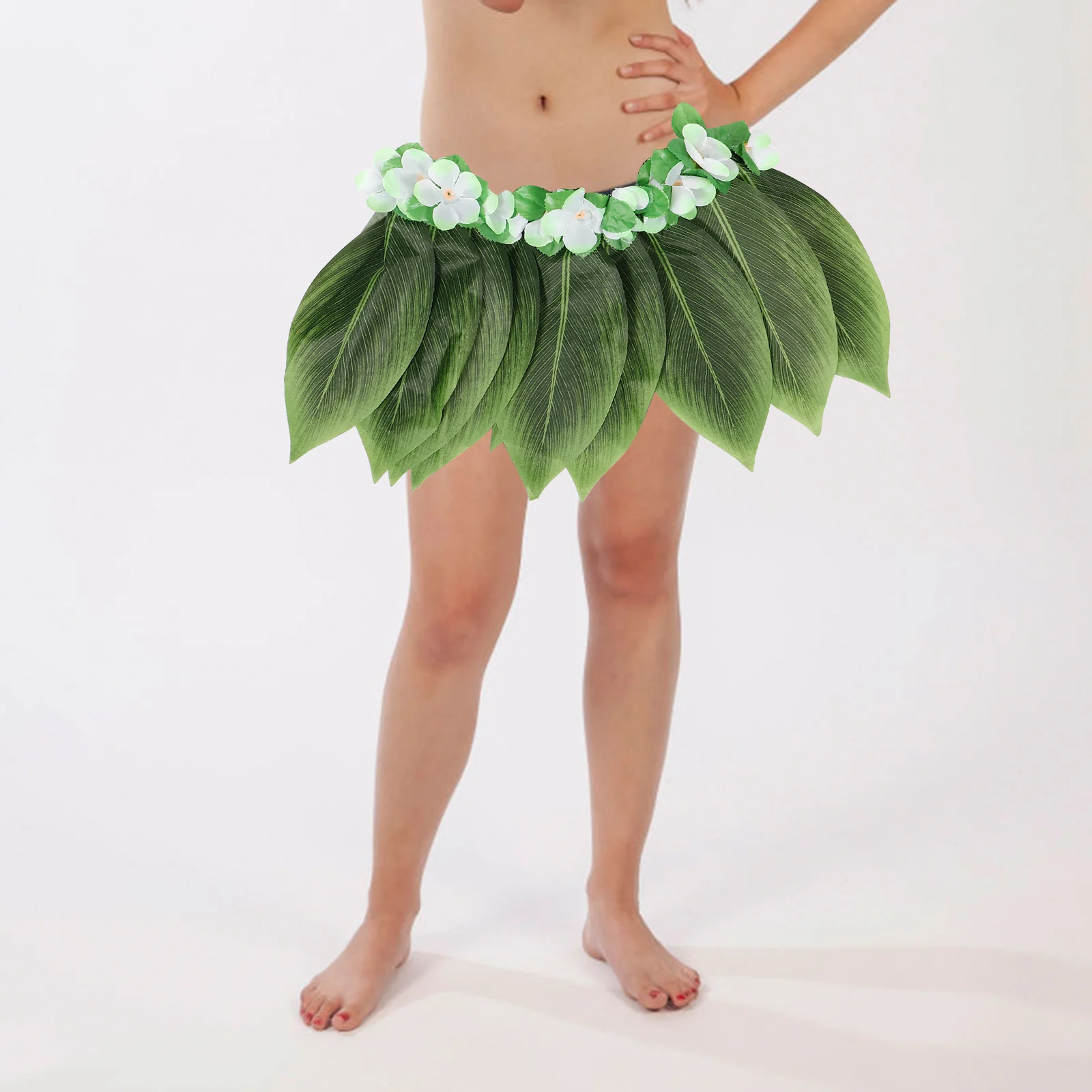 Hula Skirt Waist 15in Length Green Fabric Adjustable Luau Party Luau Party Skirt Costume Beach Event Accessories