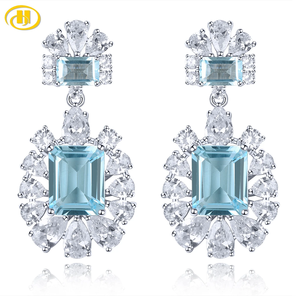 

Серьги из серебра 925 пробы с натуральным голубым топазом, 8,2 карат
