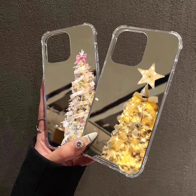 Festive Christmas Tree Pattern Mirror Acrylic Phone Case Cover
