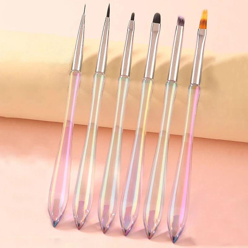 New 6Pcs/set Nail Art Pen Lllusory Color With Cover Nail Construction Painting Brush Uv Gel Extension Drawing Carving Pen Diy